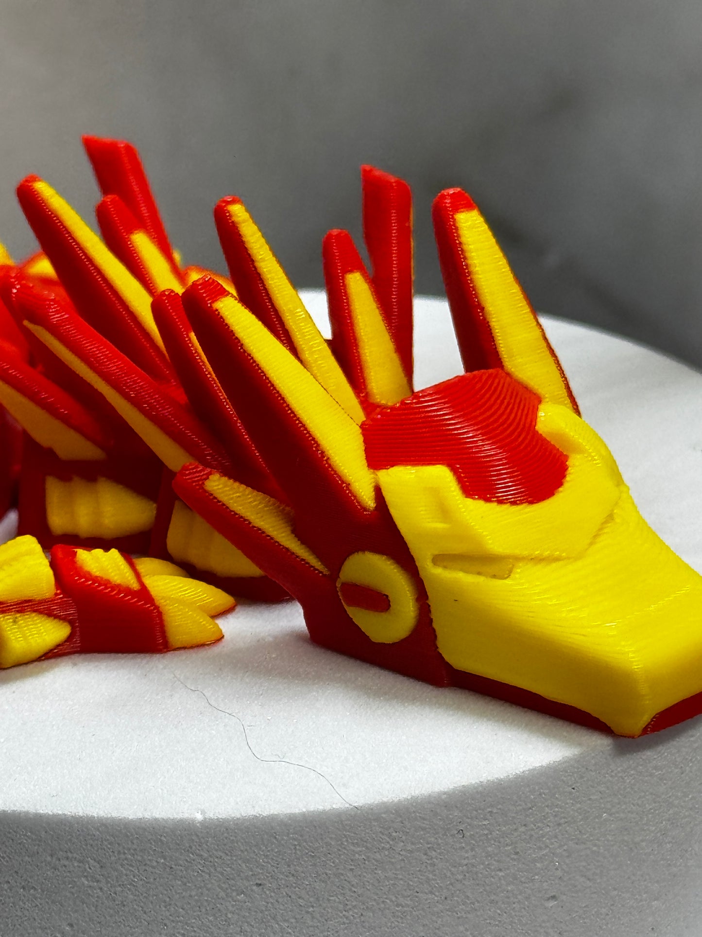 3D Printed Articulated Robot Dragon – Red & Yellow Mech Creature Toy, Futuristic Poseable Figure, Fidget Collectible