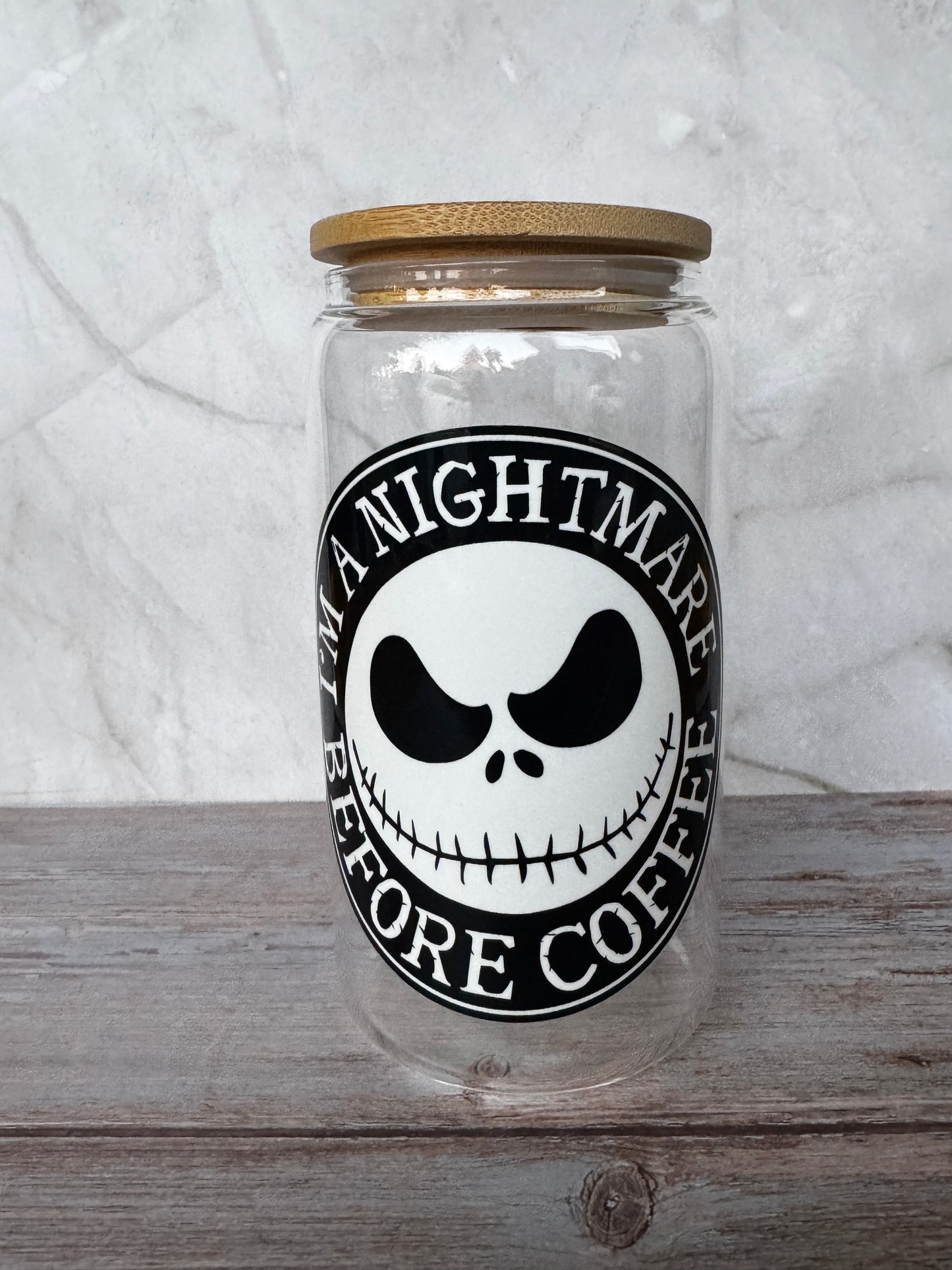 16oz Glass Tumbler with UVDTF Design – Includes Lid & Straw