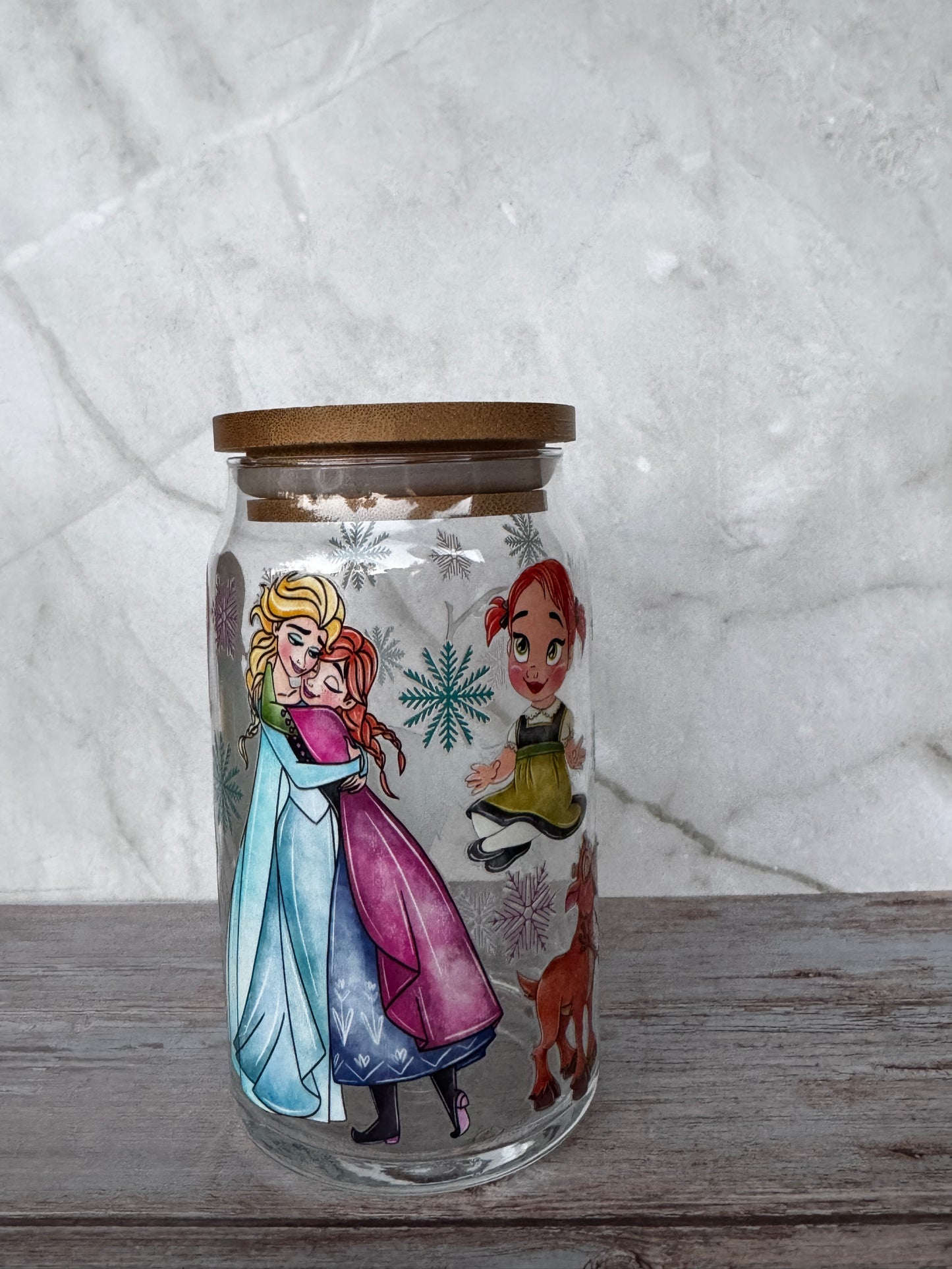 16oz Glass Tumbler with UVDTF Design – Includes Lid & Straw