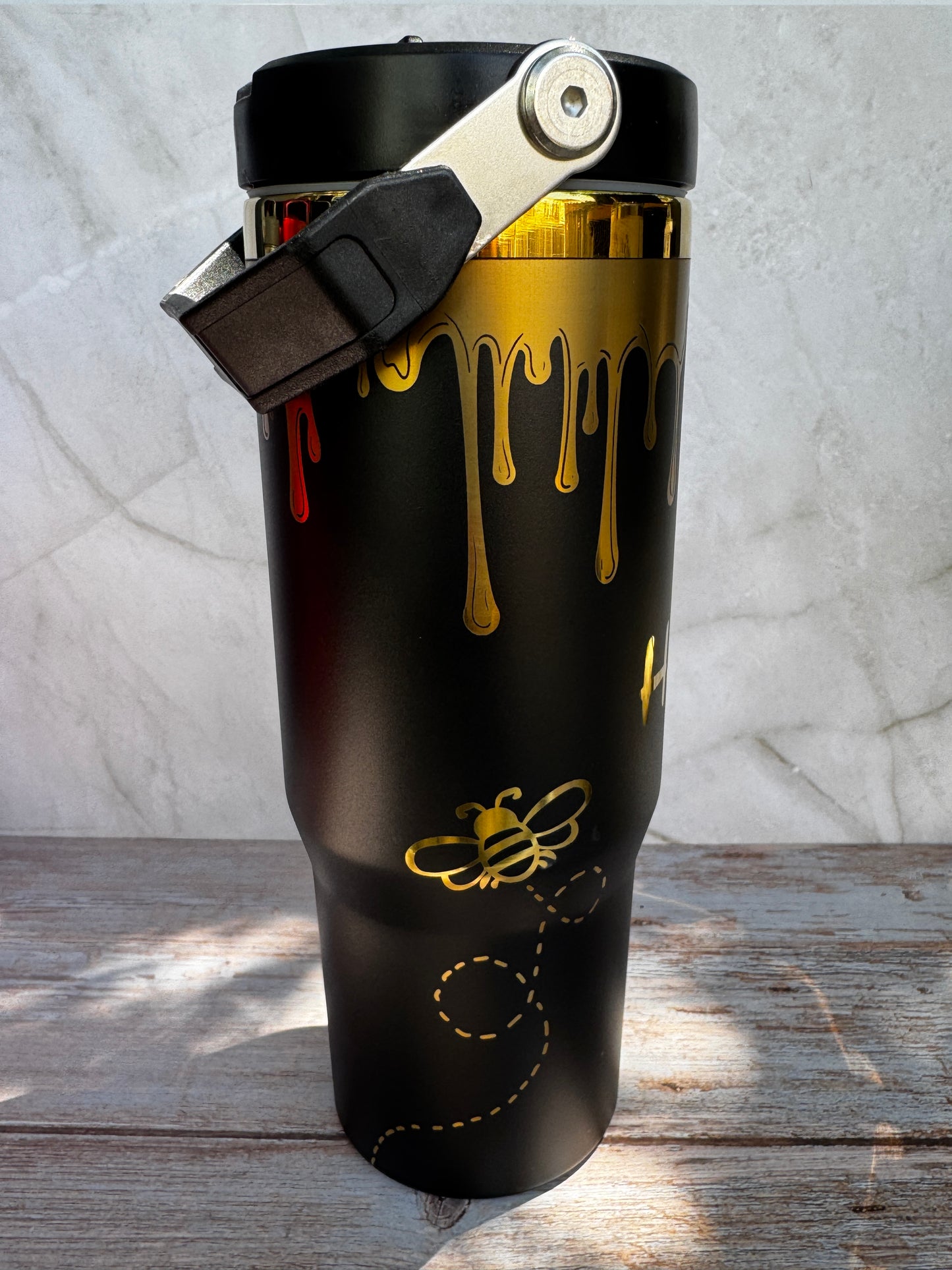 Hunny Bee Stainless Steel Tumbler – Cute Honeycomb Drinkware