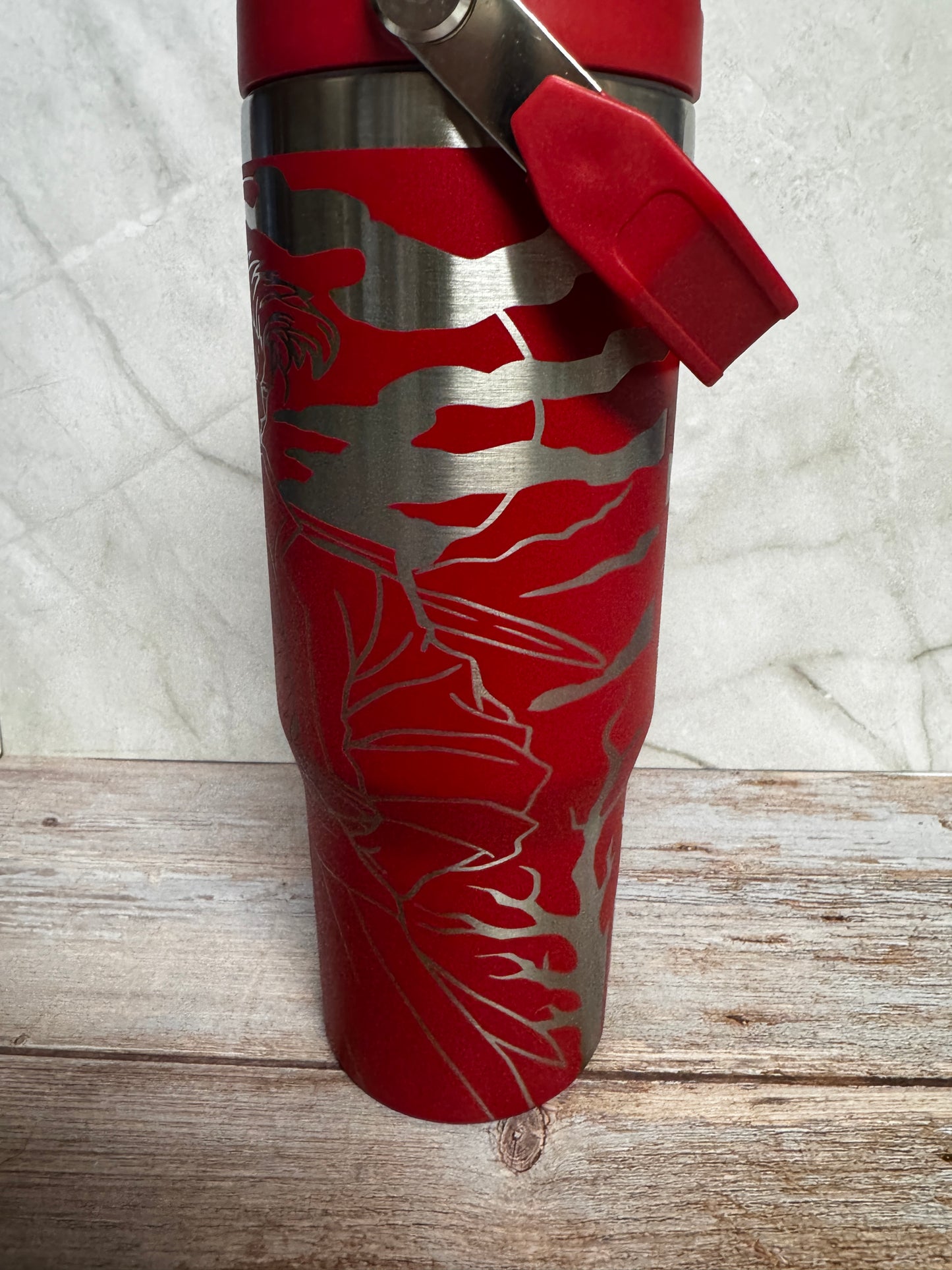 30 oz Kenpachi Zaraki Anime Tumbler – Red Stainless Steel | Laser Engraved | Bleach-Inspired Drinkware