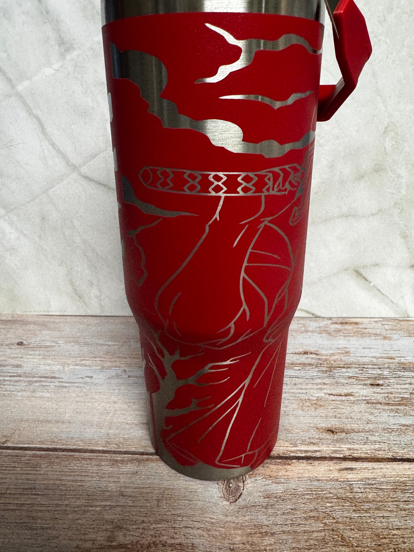 30 oz Kenpachi Zaraki Anime Tumbler – Red Stainless Steel | Laser Engraved | Bleach-Inspired Drinkware